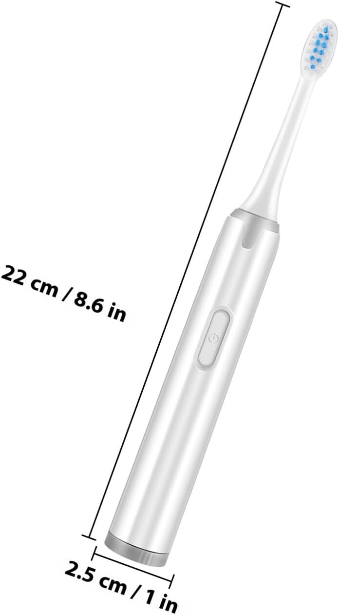 Electric Toothbrush for Adults, Waterproof Soft Bristle Sonic Toothbrush with 5 Replacement Brush Heads, Battery Powered Non-Rechargeable Cleaning Device for Household Oral Care - Image 2