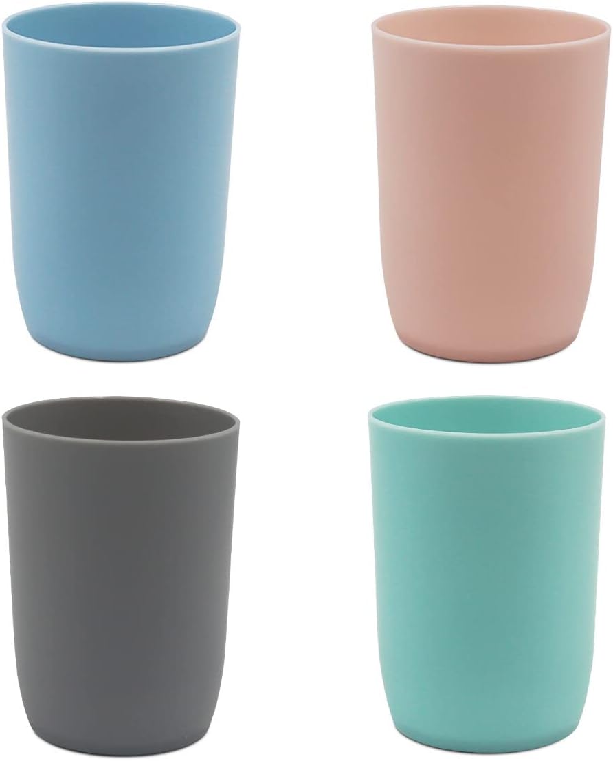 4-Pack Bathroom Tumbler - Plastic Toothbrush Cup - Reusable Drinkware - Mouthwash Cup